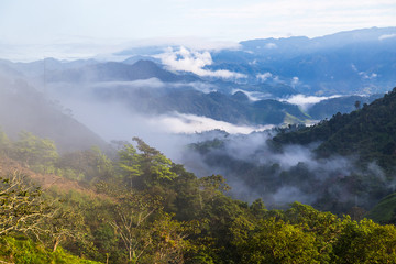 Landscape with clouds, jungles, mountains and crops Andes, Ecuador