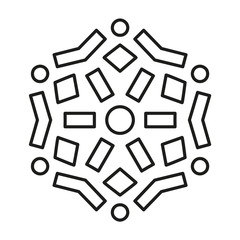 Mandala. Round Element For Coloring Book. Black Lines on White