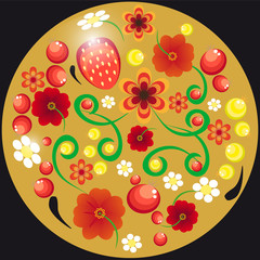 Vector Russian Ethnic ornament .Khokhloma painting, decoration objects in Russian style, Elements for poster, banner, print, logo, advertisement design