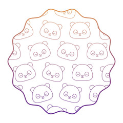 circular frame with Panda bear pattern over white background, vector illustration