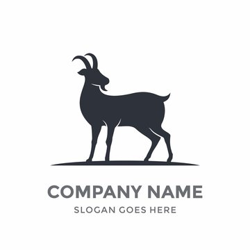 Goat Antler Mountain Farm Horn Zodiac Capricorn Animal Silhouette Logo Vector Design Template Icon Symbol