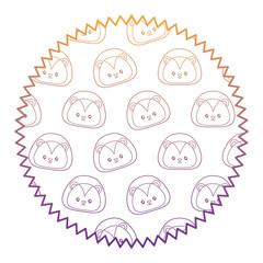 seal stamp with cute lion pattern over white background, vector illustration