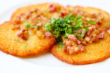 Potato pancakes with bacon