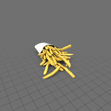 French fries in a flat box