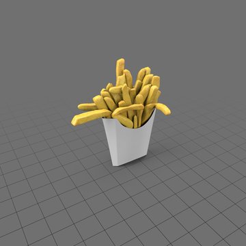 French fries in an upright box