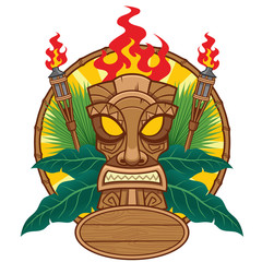 tiki mask design for tropical concept