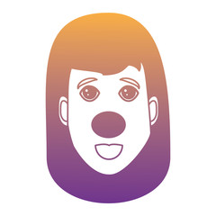 Woman face with red nose icon over white background, vector illustration