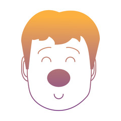 Cartoon boy face with clown nose over white background, vector illustration