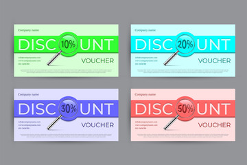 Set of discount voucher designs. Vector gift card templates.
