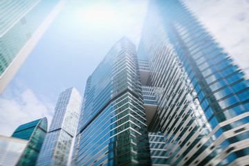 Moscow - city Business center buildings. double exposure Background for Business and finance concept