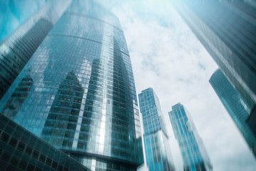 Fototapeta na wymiar Moscow - city Business center buildings. double exposure Background for Business and finance concept