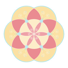Vector pastel colored simple mandala isolated on white background