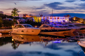 Romantic scene in Cala D`or Cristo port in Santanyi region - Mallorca island, Spain