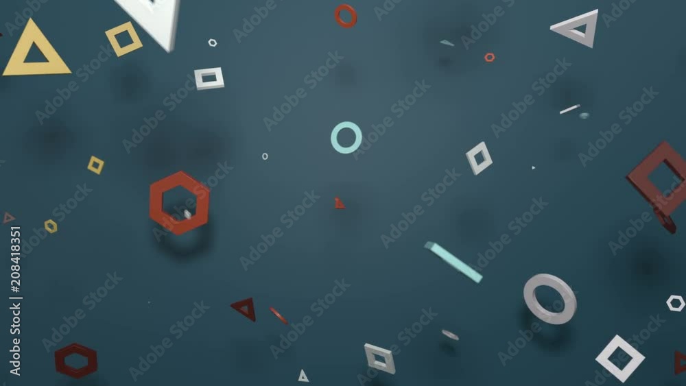 Poster 3d render abstract background. flat plane and simple geometry shapes in front of it. round, square, 