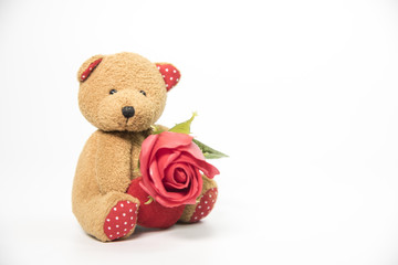 Teddy bear with red roses