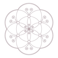 Simple design of mandala line art useful for coloring pages and books