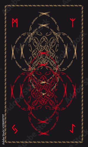“Tarot card back -symbolic composition. Runes” Stock image and royalty