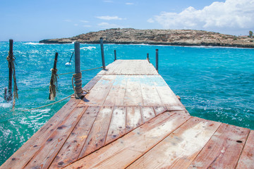 beautiful marina on nature shore of the sea background