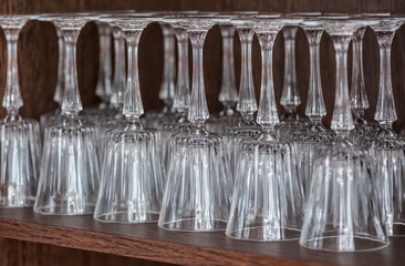 Abstract empty of wine glasses, color background