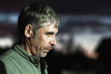 portrait of brutal man with expressive emotion