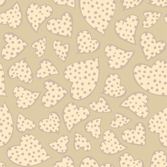 Print with hearts in polka dots. A gentle pattern with hearts.