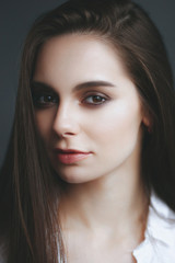 Fototapeta premium Young beautiful woman with clean perfect skin