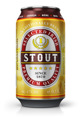 Stout dark beer can isolated on white background