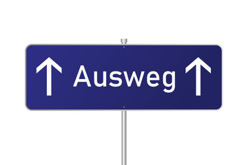 Blaues Straßenschild - Ausweg