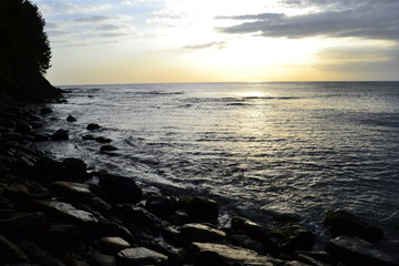 Sunset over the Black sea (Russia, Krasnodar region, Tuapse).