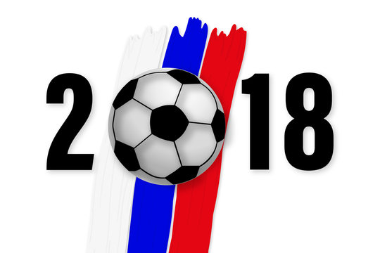 2018 mit Flagge und Fußball
