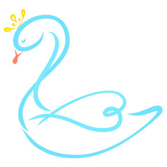 Fototapeta premium Beautiful swan, romantic princess in the crown