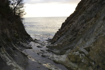 Sunset over the Black sea (Russia, Krasnodar region, Tuapse).