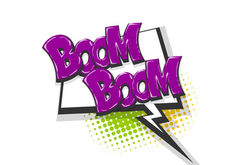 Boom pop art comic book text speech bubble
