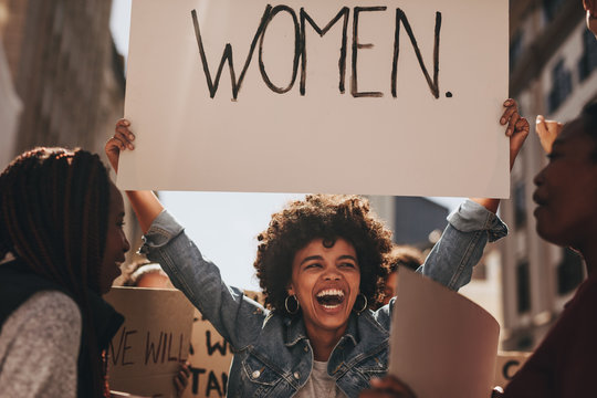 Female activist protesting for women empowerment