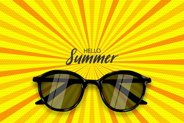 Summer time sunglasses halftone pop art