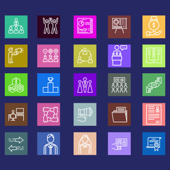 Set of business and finance icons.Trendy flat line icon pack .Vector illustration