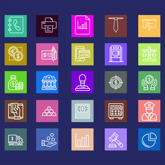 Set of business and finance icons.Trendy flat line icon pack .Vector illustration