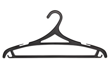 black plastic hanger isolated on white background - obrazy, fototapety, plakaty