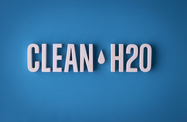Clean water H2O sign lettering