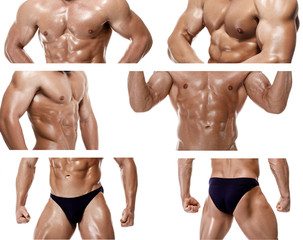 man bodybuilder showing muscular body.