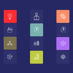 Set of business and finance icons.Trendy flat line icon pack .Vector illustration