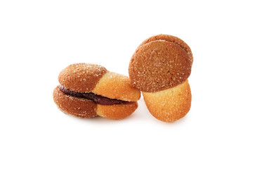 Shortbread cookies of different shapes with stuffing and without isolated