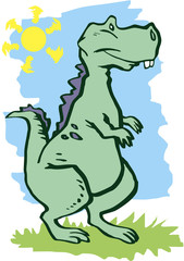 Vector illustration of funny cartoon dinosaur