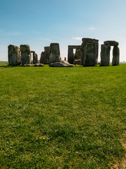 Stonehenge, Salisbury, UK – April 10, 2018 - Stonehenge an ancient prehistoric stone monument...