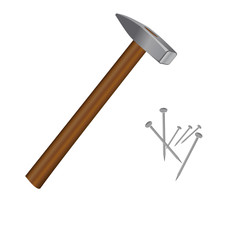 Vector image of hammer and nails