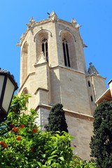 Fototapeta na wymiar Spire of the Cathedral of Tarragona, Spain, in Summer