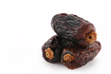  Spoiled dates isolated on white background, expiry dates palm fruit