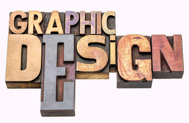 graphic design word abstract in wood type