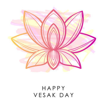 Buddha Purnima or Vesak background. Vector Lotus. Pink Lotus Flower. Vesak design greating card. Lotus icon for holiday sale banner. Indian Vesak holiday background. Lotus floral design