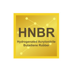 Vector symbol of Hydrogenated Acrylonitrile Butadiene Rubber (HNBR) polymer on the background from connected macromolecules
